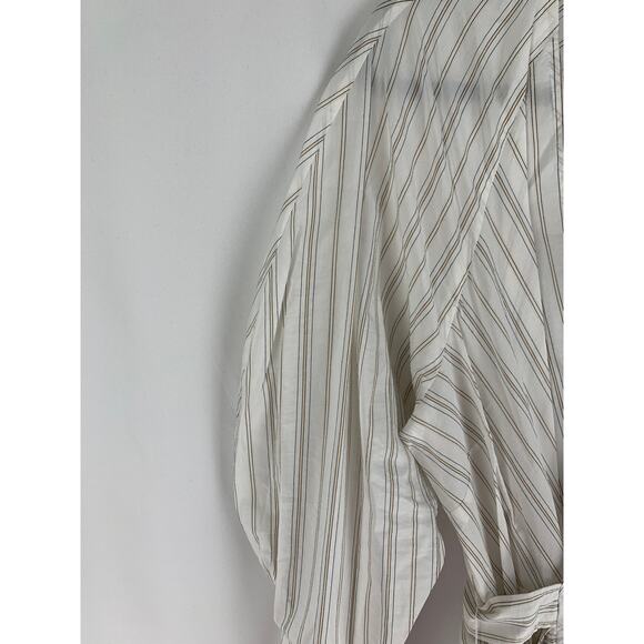 ALC Enzo Striped Puff Sleeve Wrap Dress Women's Size 12 New Cotton Silk - Picture 6 of 9